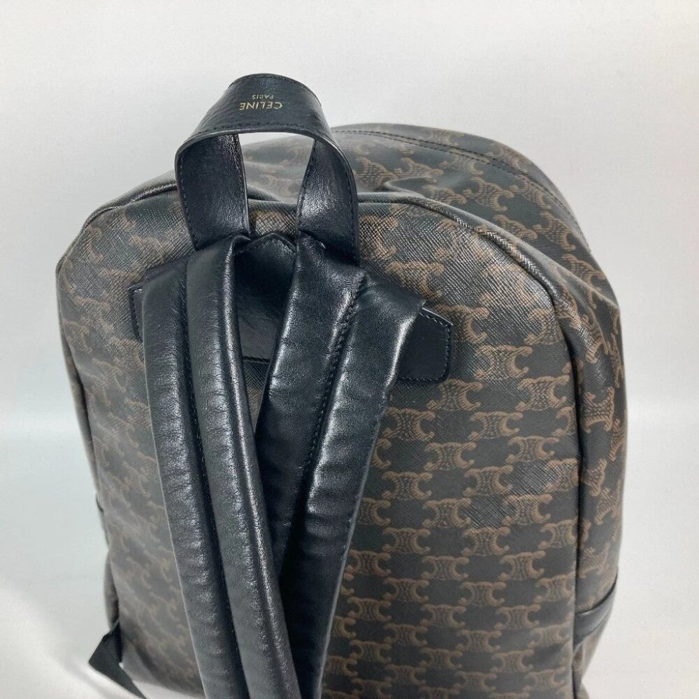 CELINE Bag Triomphe Backpack Leather Brown/Black - Picture 6 of 16